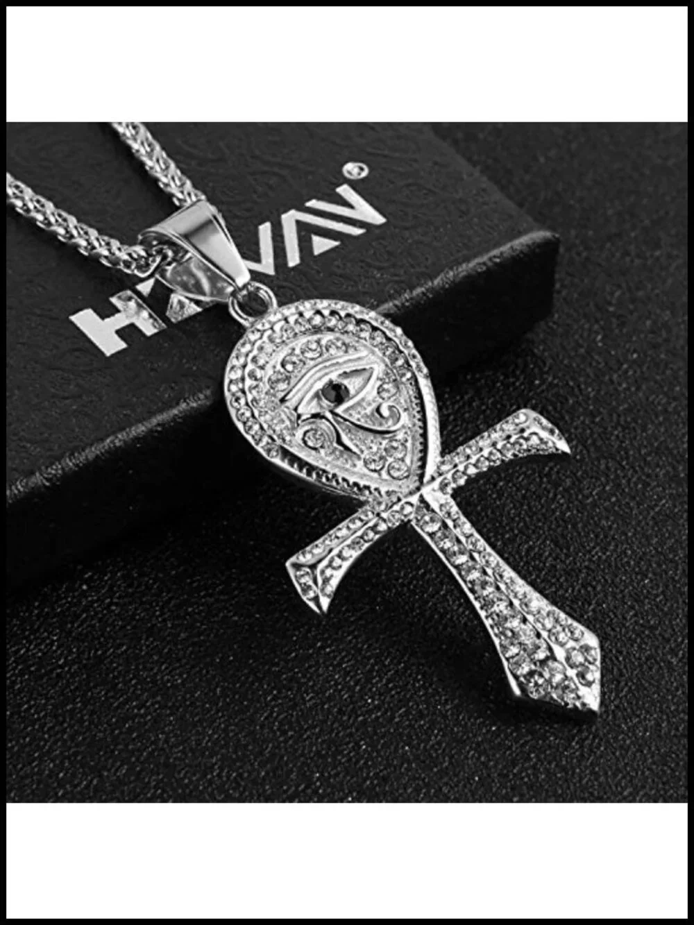 Egyptian Eye of Horus Ankh Cross Pendant Necklace Stainless Steel Religious